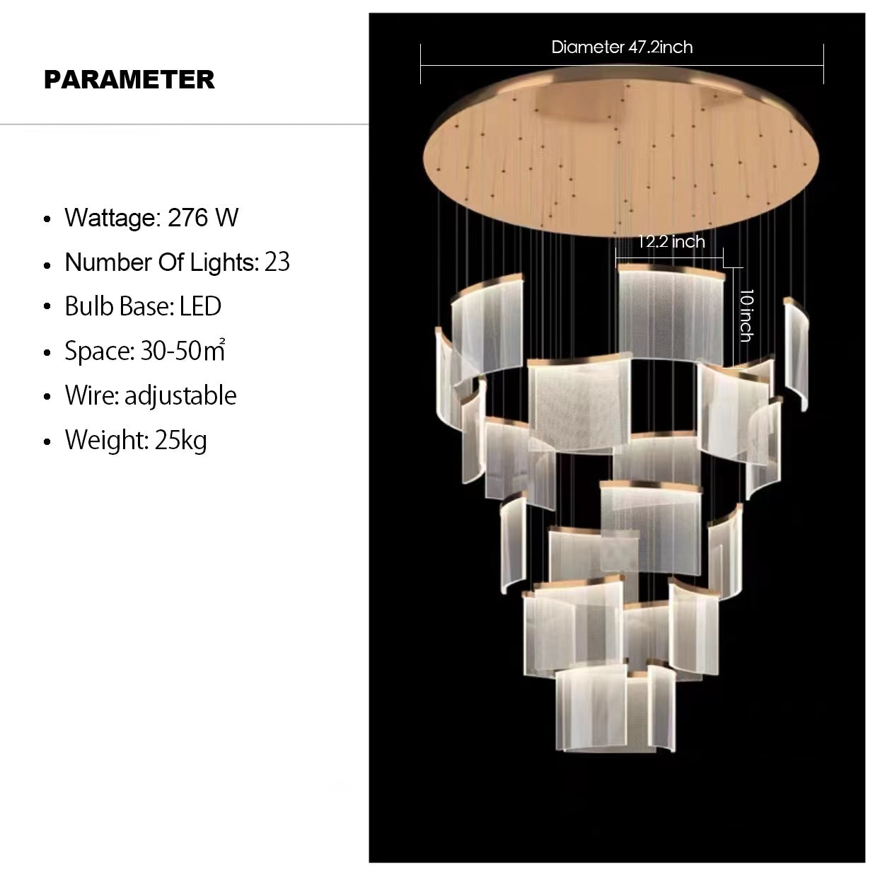 Designer Tile Chandelier For Foyer And High Ceiling Living Room-Manorlights
