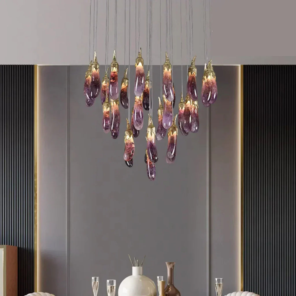 Eggplant-shaped Chandelier Purple Color - Manorlights