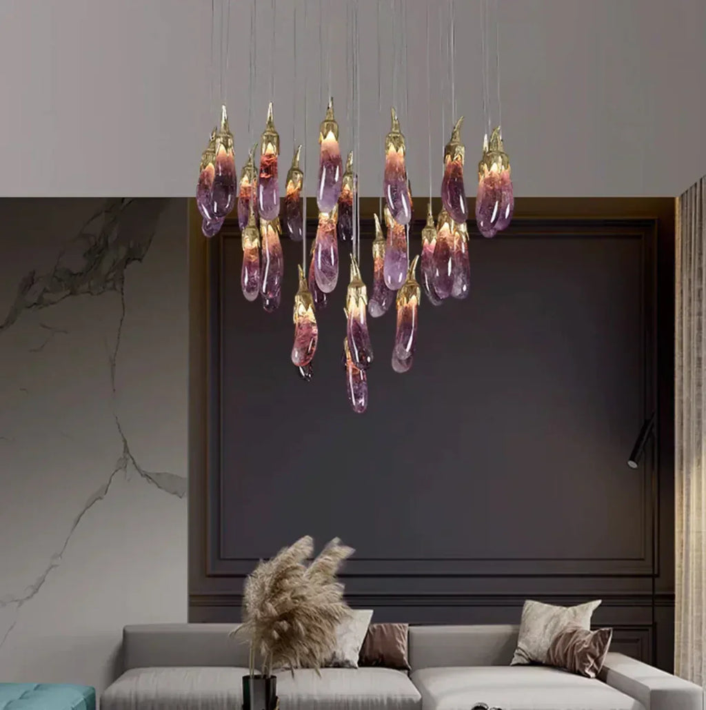 Eggplant-shaped Chandelier Purple Color - Manorlights