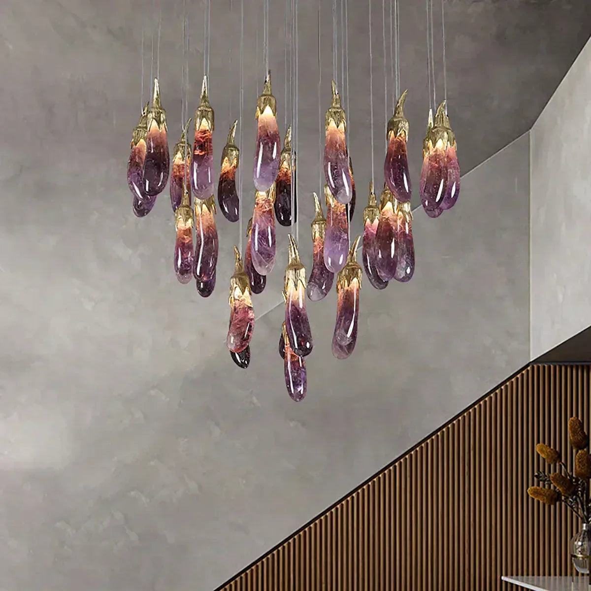 Eggplant-shaped Chandelier Purple Color - Manorlights