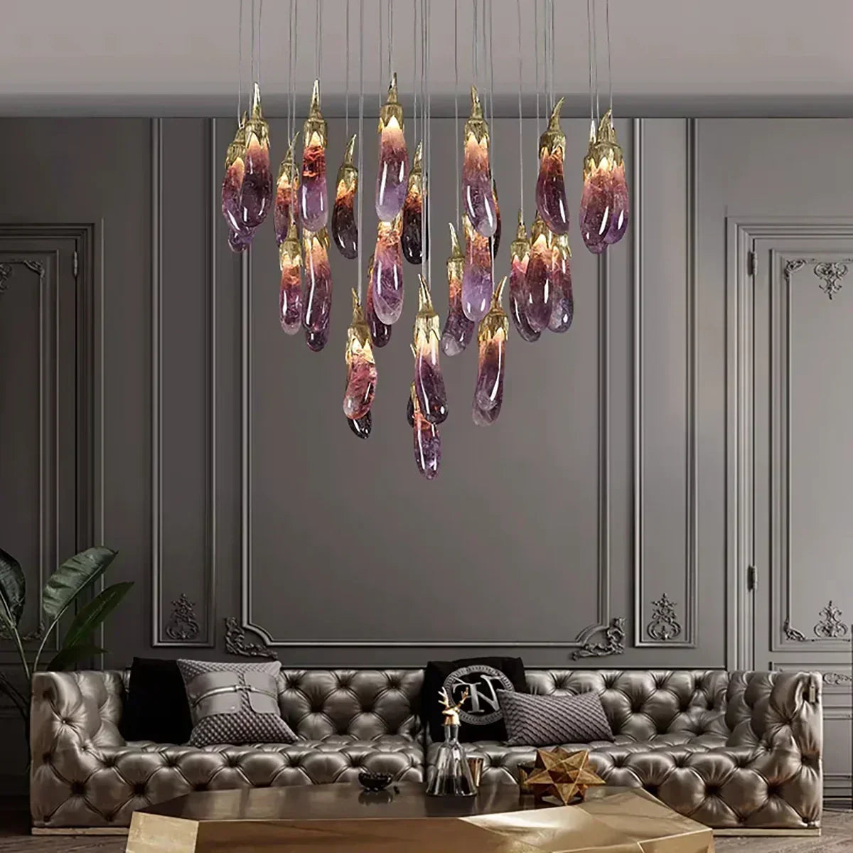 Eggplant-shaped Chandelier Purple Color - Manorlights