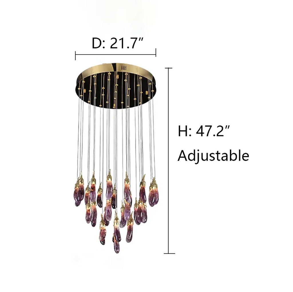 Eggplant-shaped Chandelier Purple Color - Manorlights