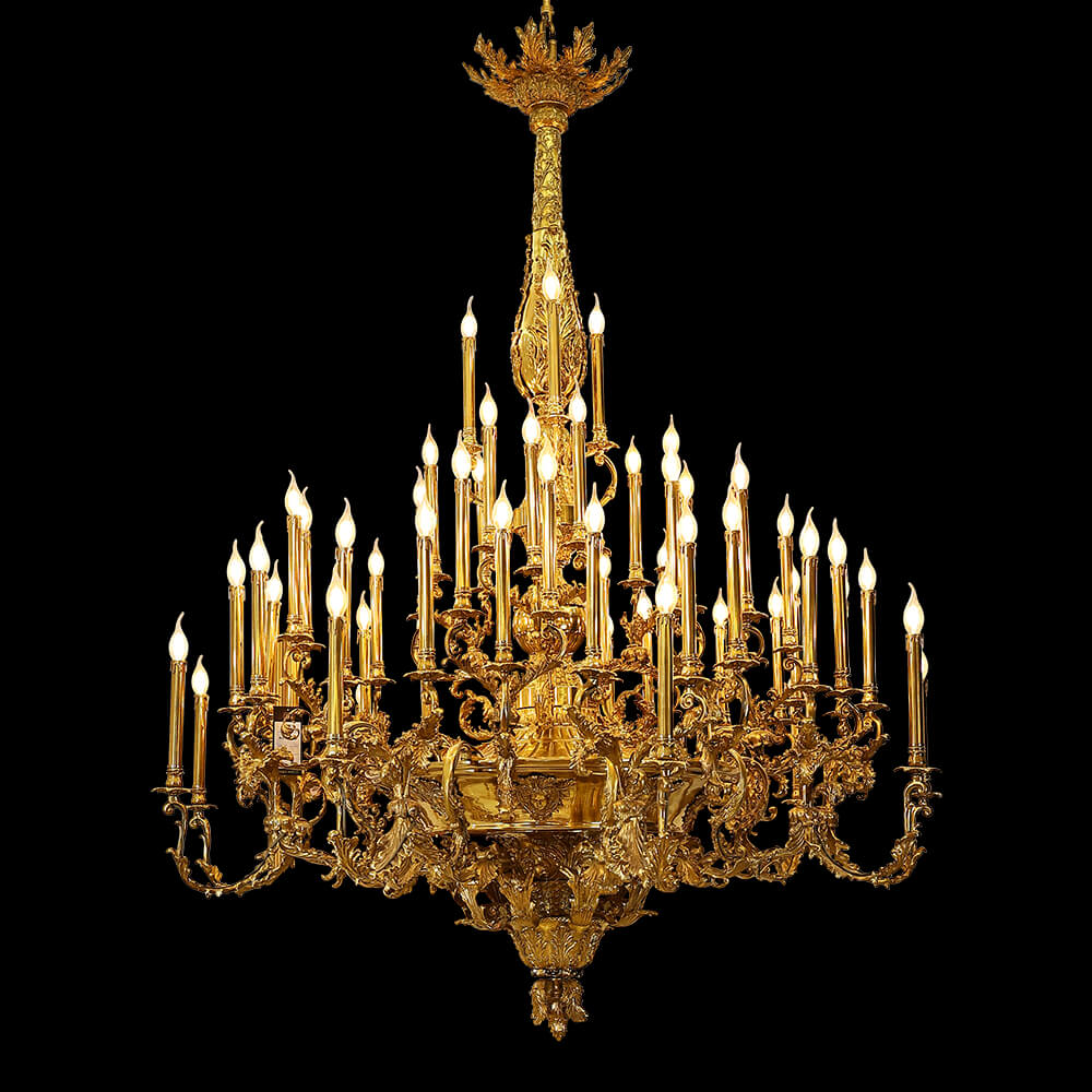 69X89 Inch 57 Lights Oversized Baroque Style Antique Copper Chandelier-大吊灯-Manorlights