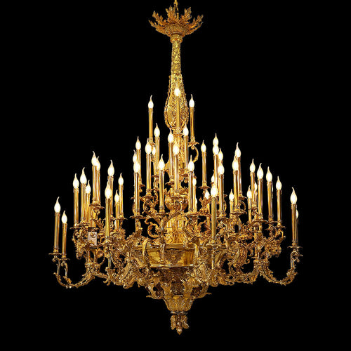 69X89 Inch 57 Lights Oversized Baroque Style Antique Copper Chandelier-大吊灯-Manorlights