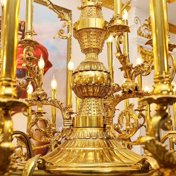 69X89 Inch 57 Lights Oversized Baroque Style Antique Copper Chandelier-大吊灯-Manorlights