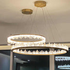 36 Inch Round Modern Chandelier Brass & Clear Geode Quartz Crystal Hanging Light-现代灯-Manorlights