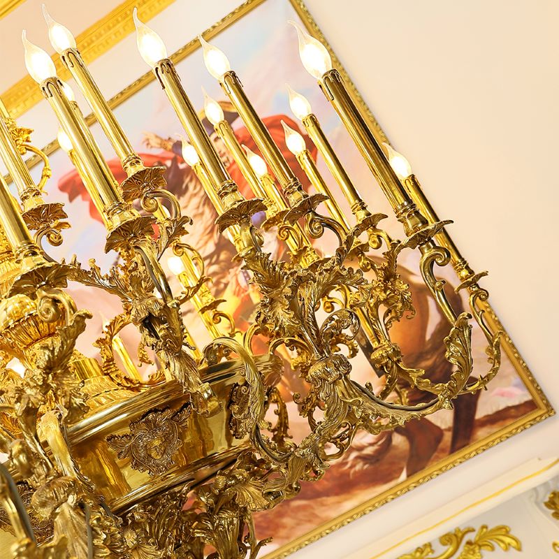 69X89 Inch 57 Lights Oversized Baroque Style Antique Copper Chandelier-大吊灯-Manorlights