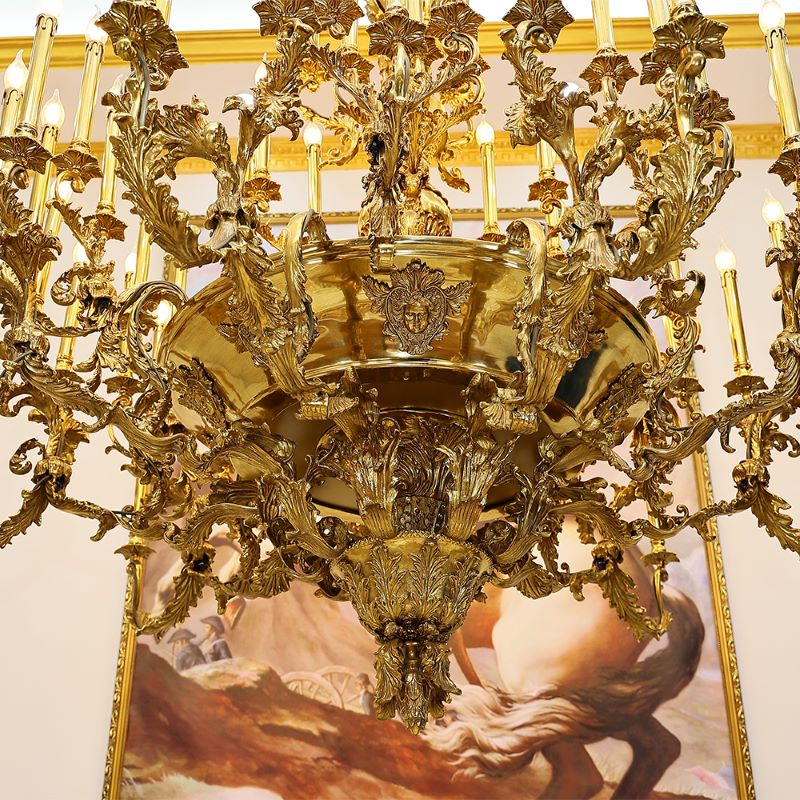 69X89 Inch 57 Lights Oversized Baroque Style Antique Copper Chandelier-大吊灯-Manorlights