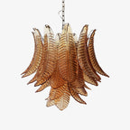 Amber Glass Leaf Chandelier Glass lighting by Manorlights