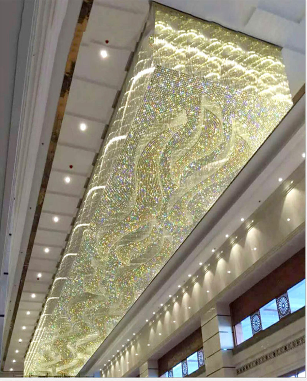 72X120 Inch Custom Made Extra Large Rectangle Flush Mounted Crystal Chandelier for Event Hall-大吊灯-Manorlights