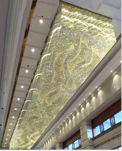 72X120 Inch Custom Made Extra Large Rectangle Flush Mounted Crystal Chandelier for Event Hall-大吊灯-Manorlights