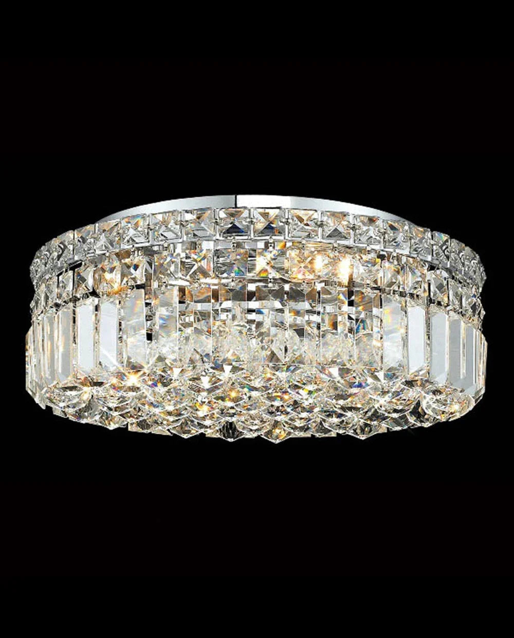 16'' Round Flush Mounted Chandelier Modern Crystal Ceiling Light-吸顶灯-Manorlights