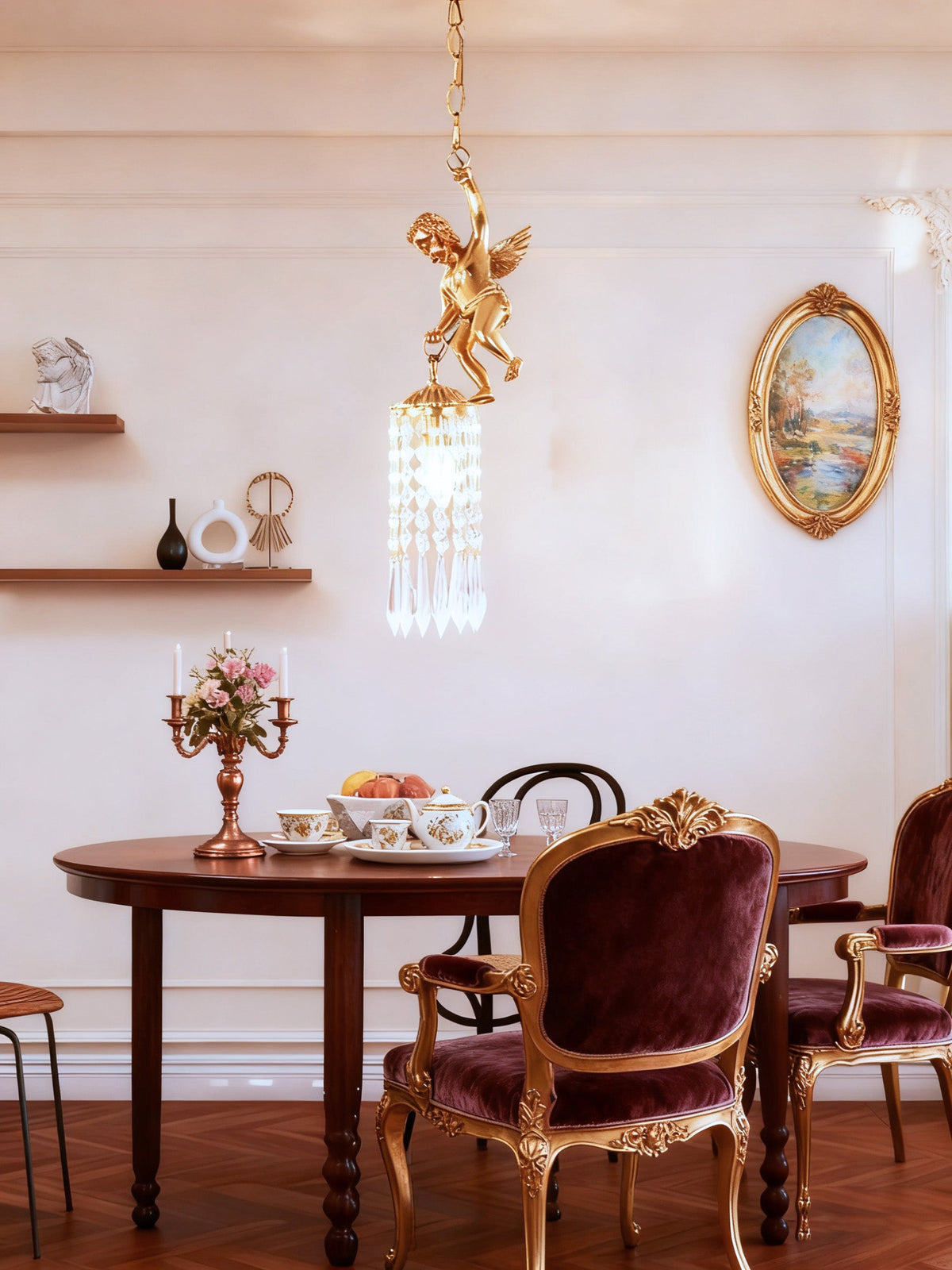 Mini Cast Copper Angel Crystal Pendant Light-铜灯-Manorlights