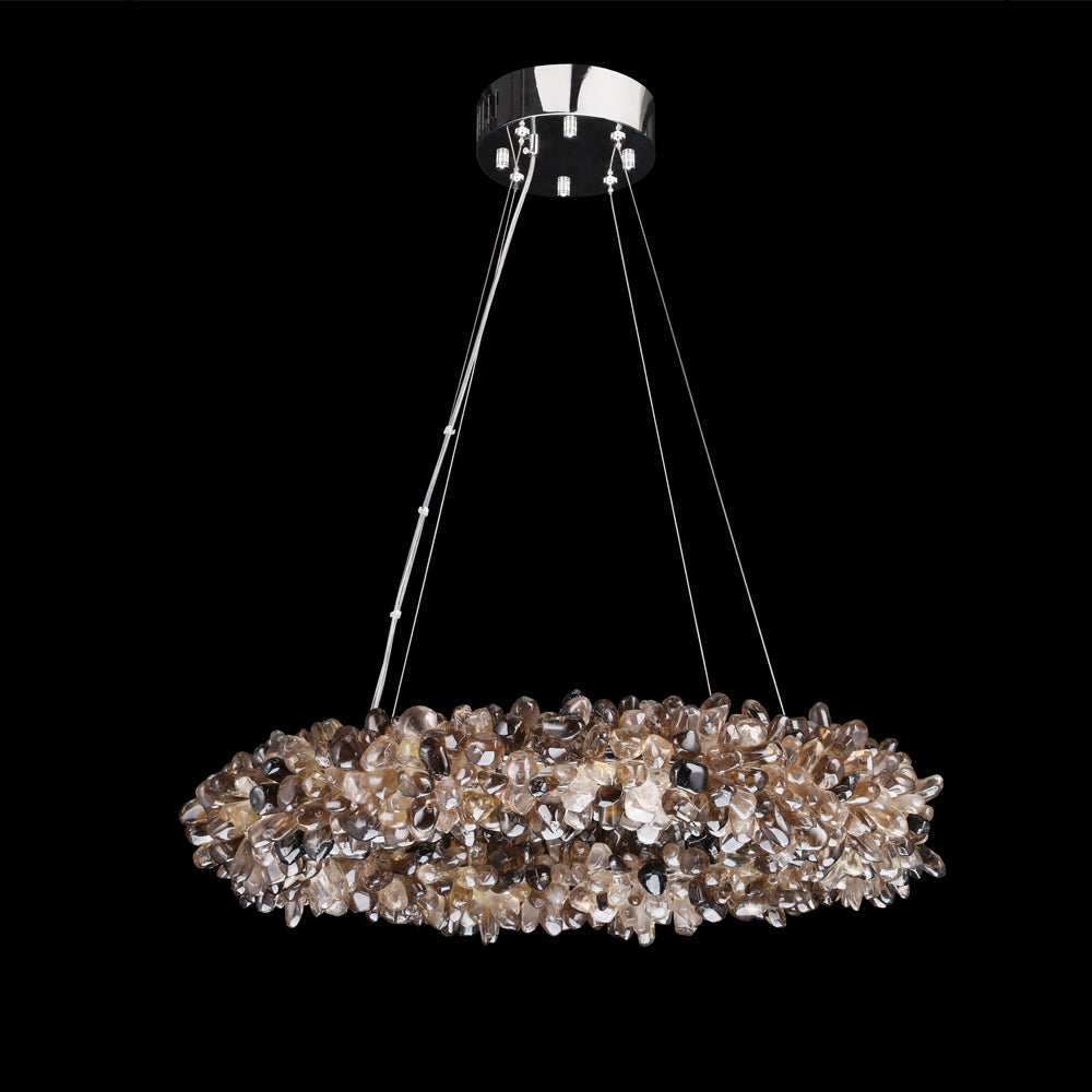 Multiple Size Modern Smoky Rock Crystal Halo LED Chandelier Pendant Light-现代灯-Manorlights
