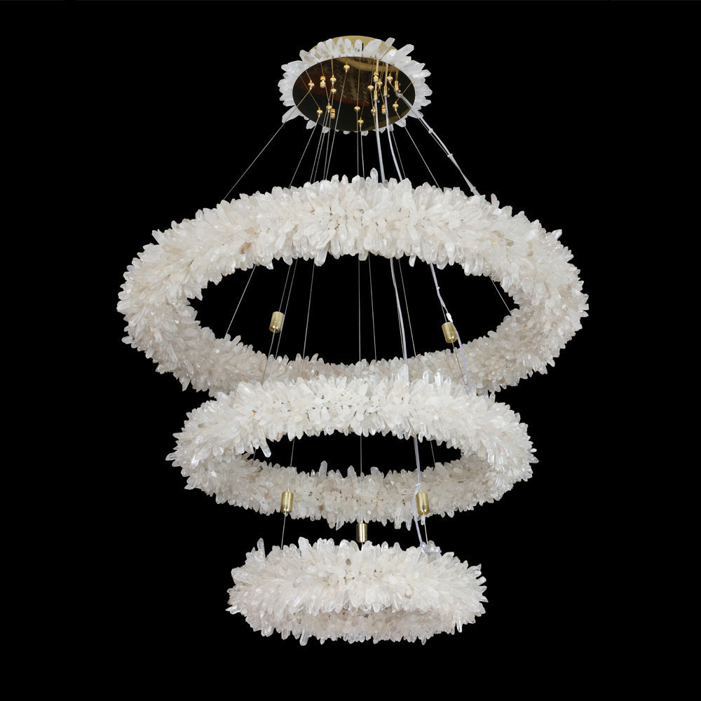(24+36+48) Inch 3 Tiers Modern Geode Quartz Crystal LED Ring Chandelier-现代灯-Manorlights