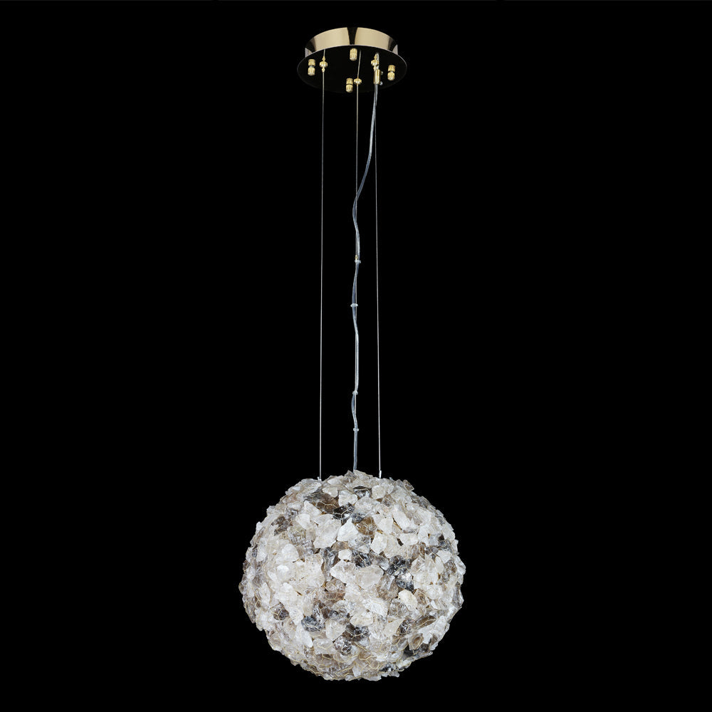 Modern Clear & Smoky Rock Crystal Ball Pendant Light-现代灯-Manorlights
