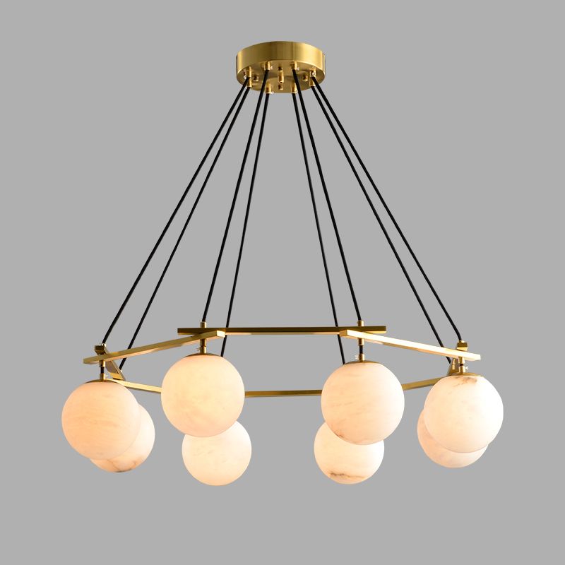 Alabaster Modern Round Ball Chandelier-chandeliers for dining room,chandeliers for stairways,chandeliers for foyer,chandeliers for bedrooms,chandeliers for kitchen,chandeliers for living room-Manorlights