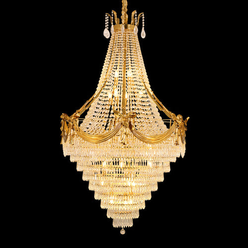 45X71 Inch Big Luxury Brass and Crystal Chandelier Lighting for High Ceiling Entrance-大吊灯-Manorlights