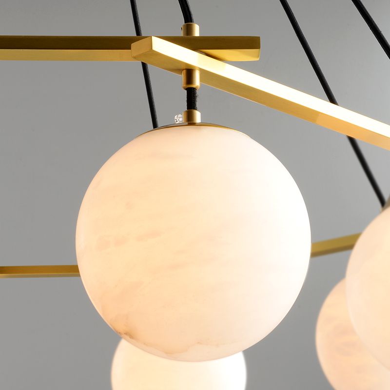 Alabaster Modern Round Ball Chandelier-chandeliers for dining room,chandeliers for stairways,chandeliers for foyer,chandeliers for bedrooms,chandeliers for kitchen,chandeliers for living room-Manorlights