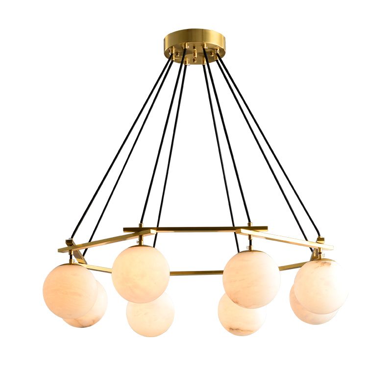 Alabaster Modern Round Ball Chandelier-chandeliers for dining room,chandeliers for stairways,chandeliers for foyer,chandeliers for bedrooms,chandeliers for kitchen,chandeliers for living room-Manorlights