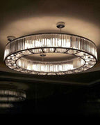 72 Inch Round Semi Flush Mounted Chandelier Big Modern Crystal Chandelier for Event Hall-大吊灯-Manorlights