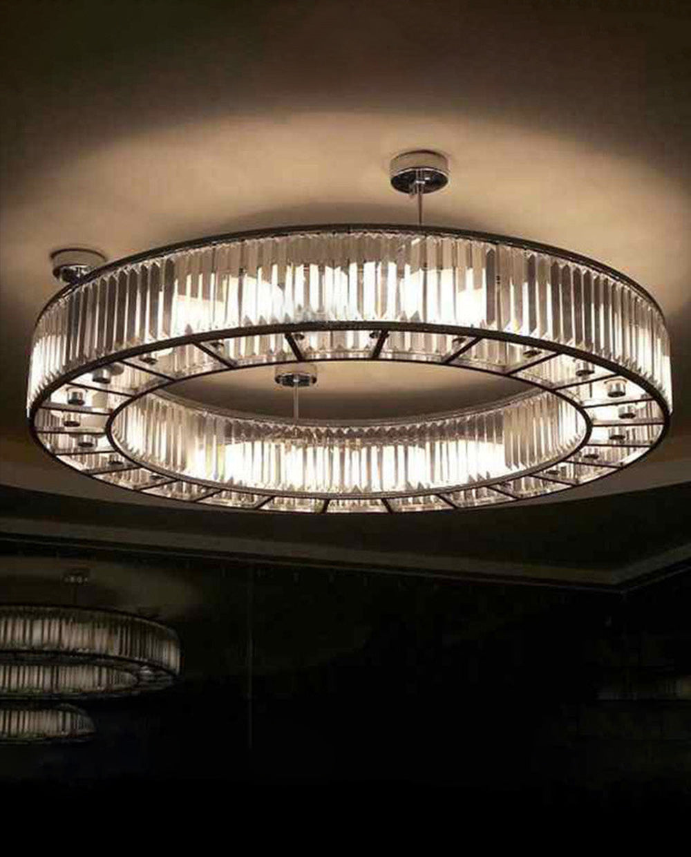 72 Inch Round Semi Flush Mounted Chandelier Big Modern Crystal Chandelier for Event Hall-大吊灯-Manorlights