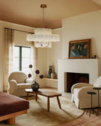 3-Tier Stairwell Alabaster Disk Chandelier with Long Cord