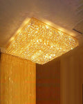 47 Inch 3 Tiers Big Square Flush Mounted Chandelier Gold Crystal Chandelier-大吊灯-Manorlights