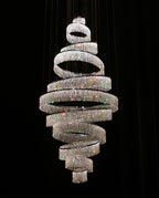 11 Crystal Ring Chandelier for High Ceilings 36X118 Inch Modern Staircase Chandelier Lighting-大吊灯-Manorlights