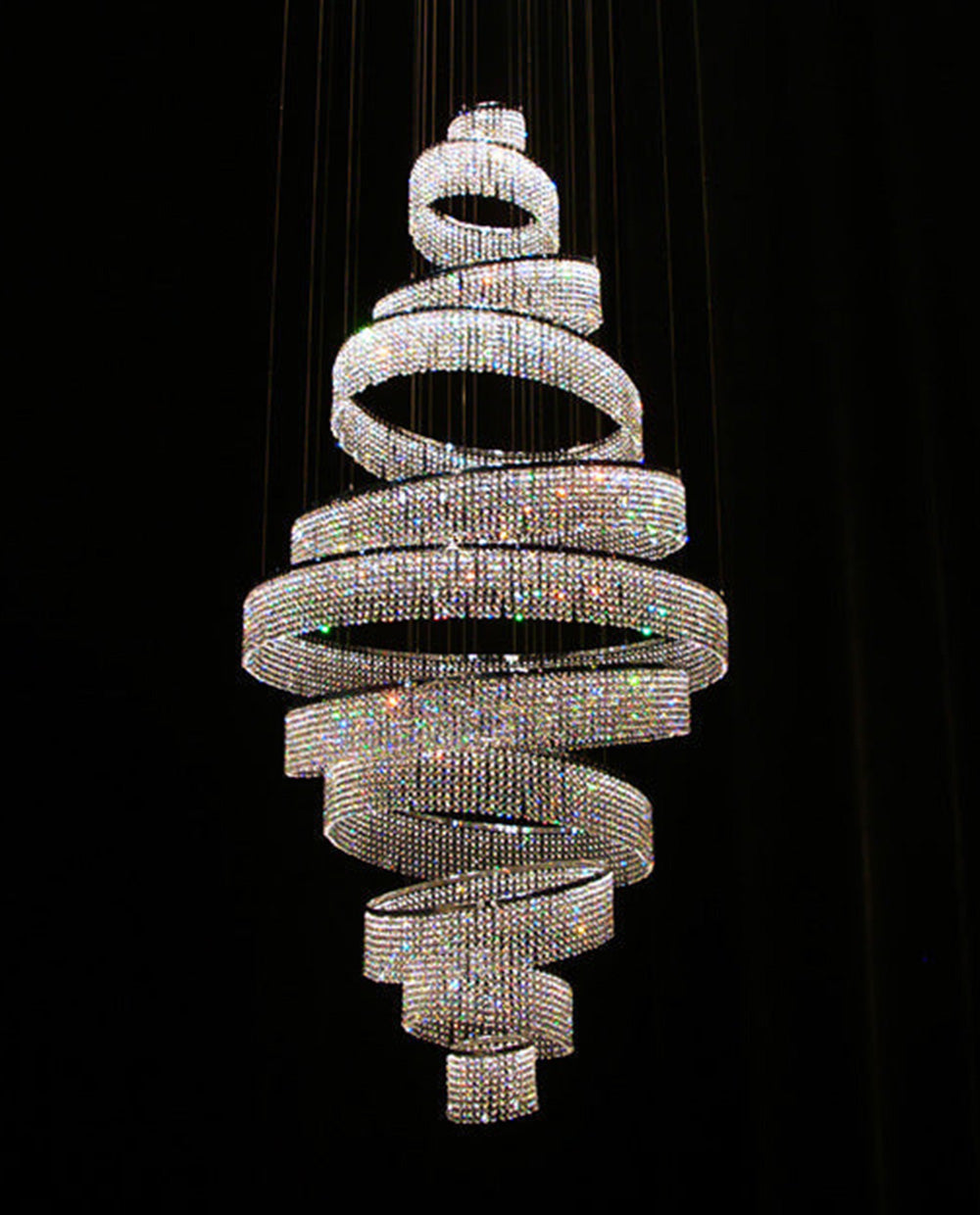 11 Crystal Ring Chandelier for High Ceilings 36X118 Inch Modern Staircase Chandelier Lighting-大吊灯-Manorlights