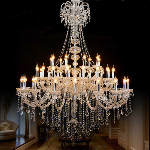 59X75 Inch 3 Tiers Candle Style Crystal Chandelier 45 Lights Big Chandelier for Living Room-大吊灯-Manorlights