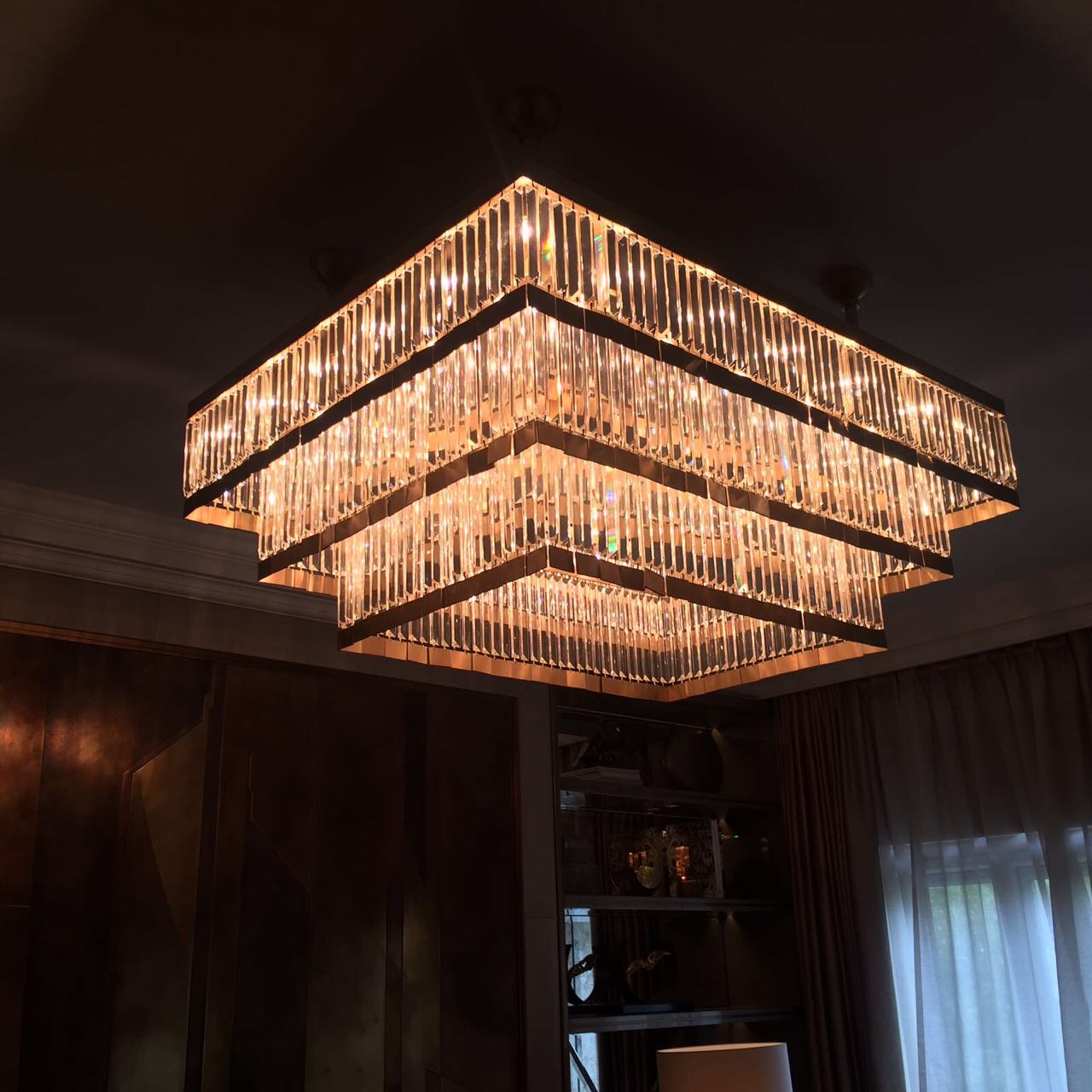 39X51 Inch Rectangle Flush Mounted Modern Gold Chandelier for Dining Room-大吊灯-Manorlights