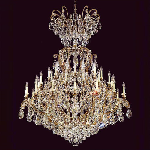41 Lights Antique Brass Chandelier 60X71 Inch Large Wrought Iron Crystal Chandelier for High Ceilings-大吊灯-Manorlights