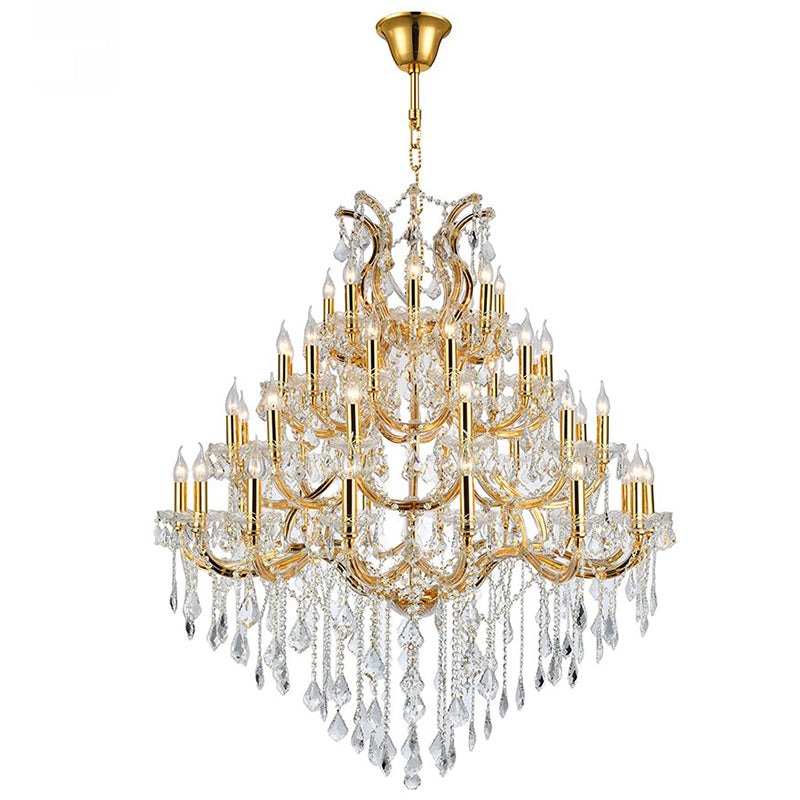 47X58 Inch Big Living Room Chandelier 49 Lights Candle Style Tiered Crystal Chandelier-大吊灯-Manorlights