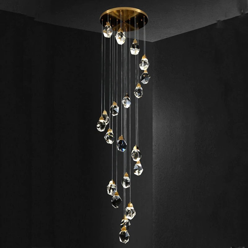 20 Lights Modern Crystal Lighting 79'' Long Spiral Staircase Chandelier-大吊灯-Manorlights