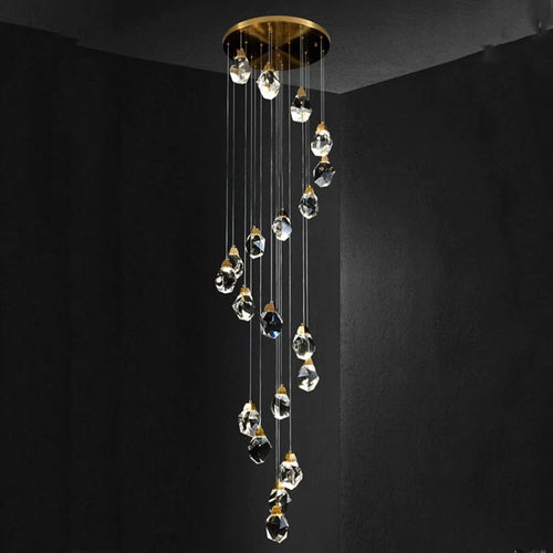 20 Lights Modern Crystal Lighting 79'' Long Spiral Staircase Chandelier-大吊灯-Manorlights