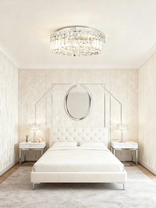 16'' Round Flush Mounted Chandelier Modern Crystal Ceiling Light-吸顶灯-Manorlights
