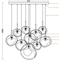 Custom Lava Glass Chandelier – 36" Amber & Smoky Gray