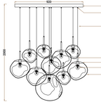 Custom Lava Glass Chandelier – 36" Amber & Smoky Gray