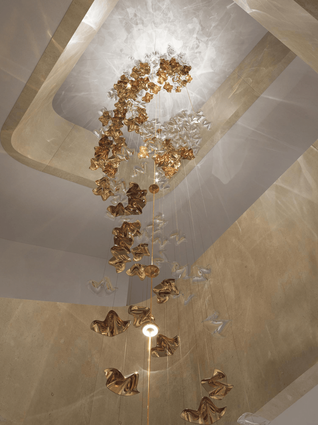 Tidal Staircase Cascade Chandelier material and finish detail