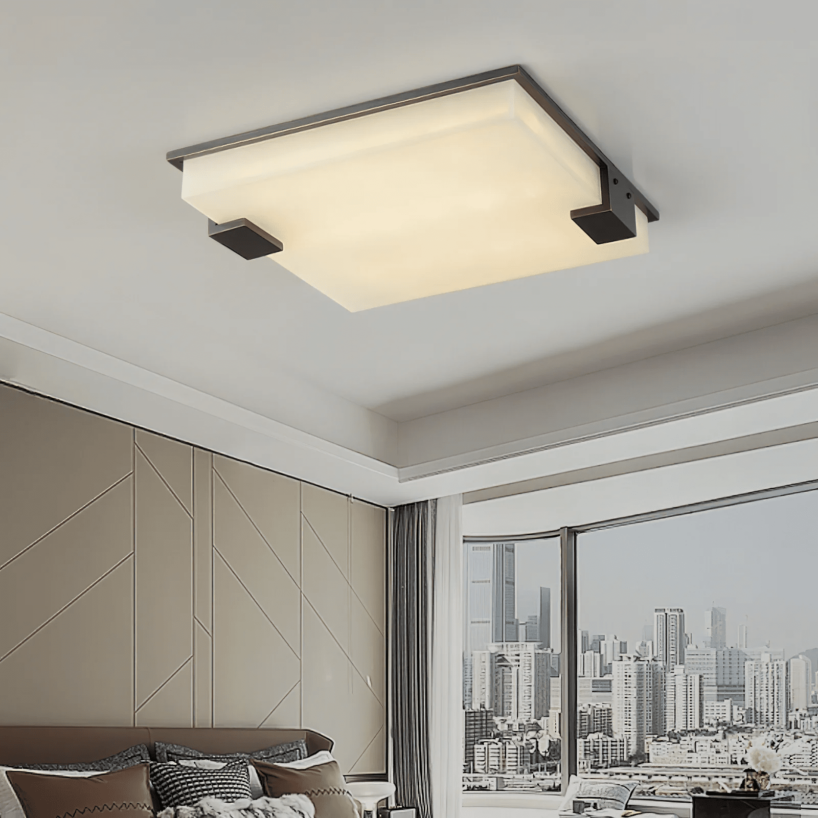 Square Alabaster Ceiling Lamp - Vakkerlight