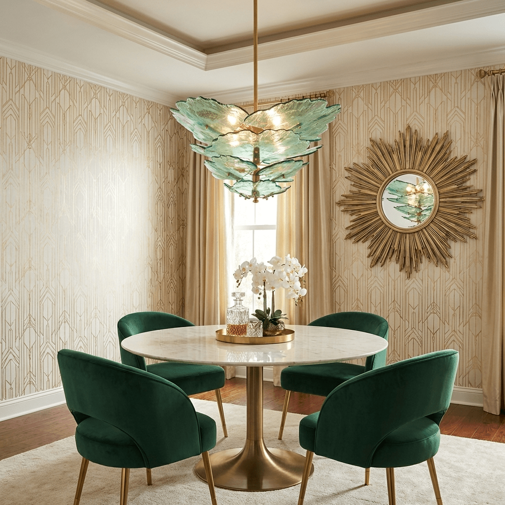 Verdant Petal Murano Glass Chandelier by Manor Lights