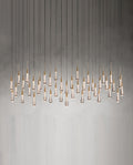 70'' Linear Chandelier Modern Glass Teardop Dining Room Chandelier in Brass-现代灯-Manorlights