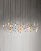 70'' Linear Chandelier Modern Glass Teardop Dining Room Chandelier in Brass-现代灯-Manorlights