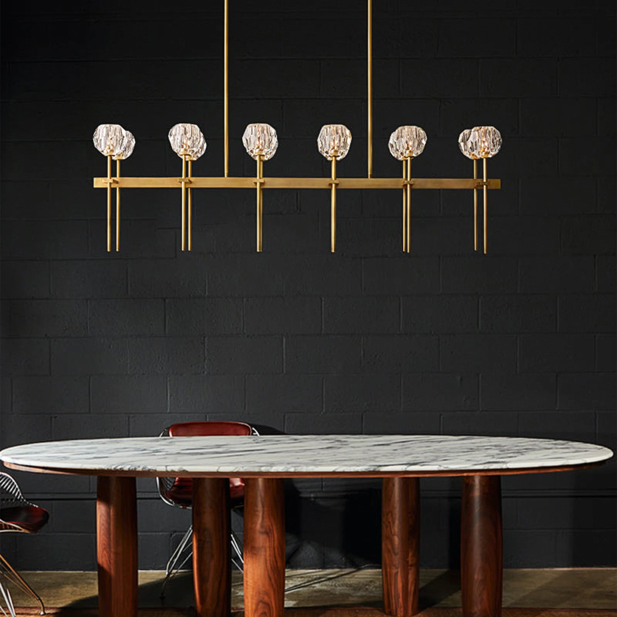 Boule De Cristal Double Linear Chandelier 60"