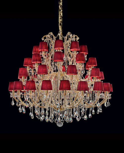 50 Lights Tiered Chandelier 63X61 Inch Large Gold Crystal Chandelier Lighting-大吊灯-Manorlights