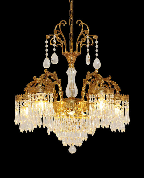 25.5 Inch Wide French Empire Style Brass Crystal Chandelier Gold Dining Room Chandelier-铜灯-Manorlights