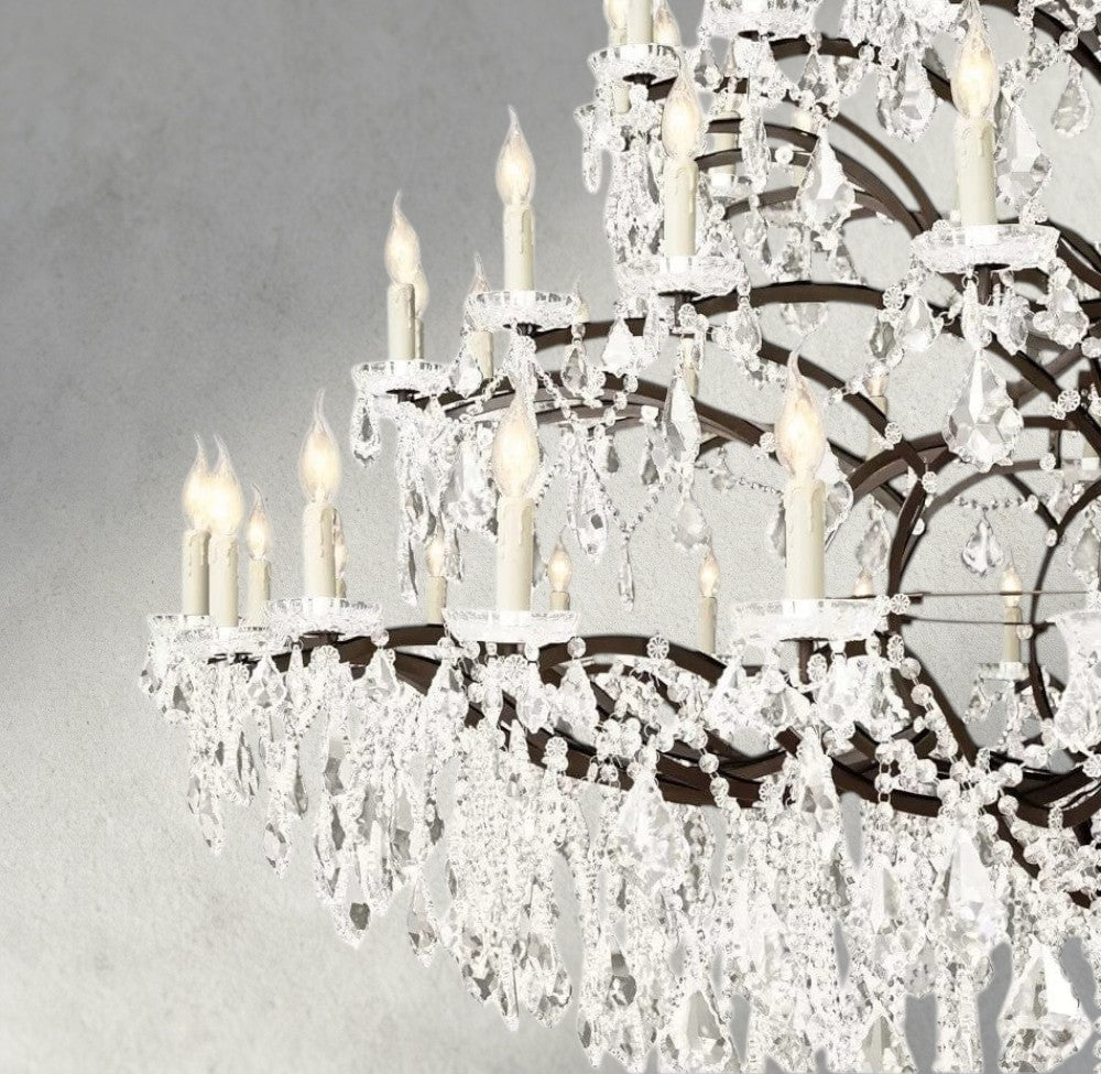19th C. Rococo Iron & Crystal Round Chandelier 18", 28", 33", 40", 60", 101"-chandelier-Manorlights