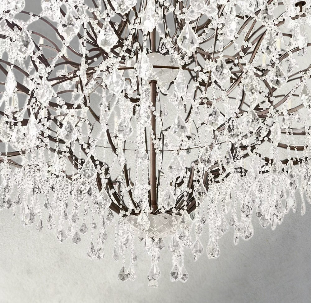 19th C. Rococo Iron & Crystal Round Chandelier 18", 28", 33", 40", 60", 101"-chandelier-Manorlights