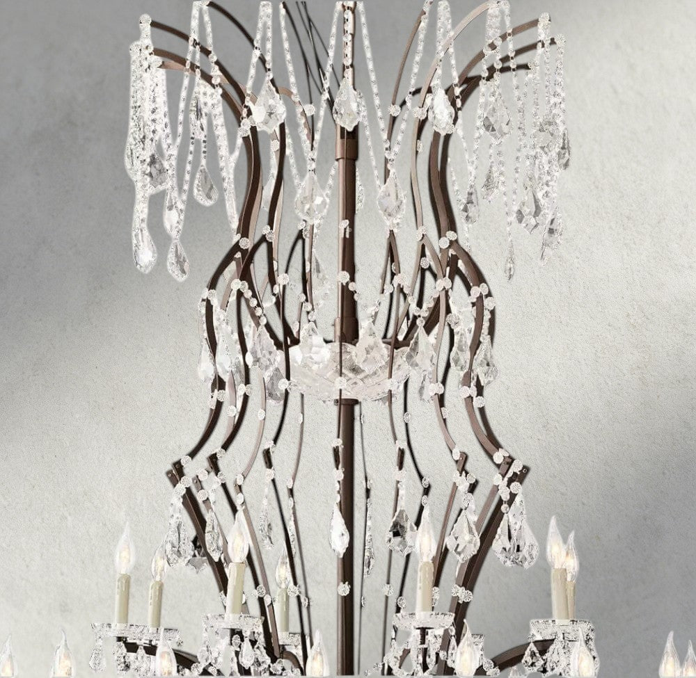 19th C. Rococo Iron & Crystal Round Chandelier 18", 28", 33", 40", 60", 101"-chandelier-Manorlights